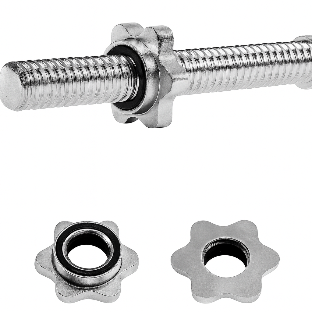 Barra Curva en Z (W) Cromada 120 cm – 5 kg con Seguros de Rosca